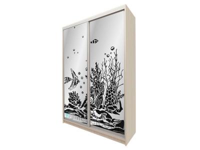 Шкаф-купе Рыбки 218 с пескоструйным рисунком.